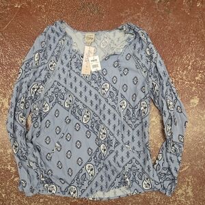 Como Vintage Blue Patterned Blouse